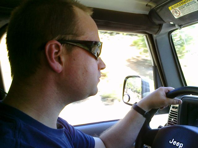 Greg takes driving seriously!