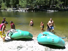 Playing on a sandbar